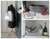 Stella McCartney Falabella Big Tote in Metallic Silver Shaggy Deer