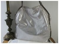 Stella McCartney Falabella Big Tote in Metallic Silver Shaggy Deer