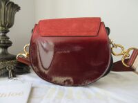 Chloe Small Tess Saddle Bag Satchel in Sepia Brown Ombre Patent Suede