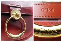 Chloe Small Tess Saddle Bag Satchel in Sepia Brown Ombre Patent Suede