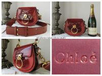 Chloe Small Tess Saddle Bag Satchel in Sepia Brown Ombre Patent Suede
