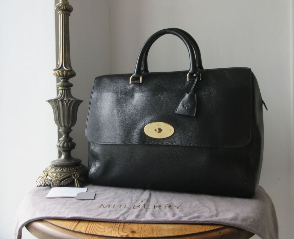 Mulberry Oversized Del Rey Holdall Travel Bag in Black Soft Spongy Leather