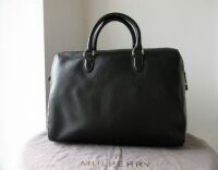 Mulberry Oversized Del Rey Holdall Travel Bag in Black Spongy Pebbled Leath