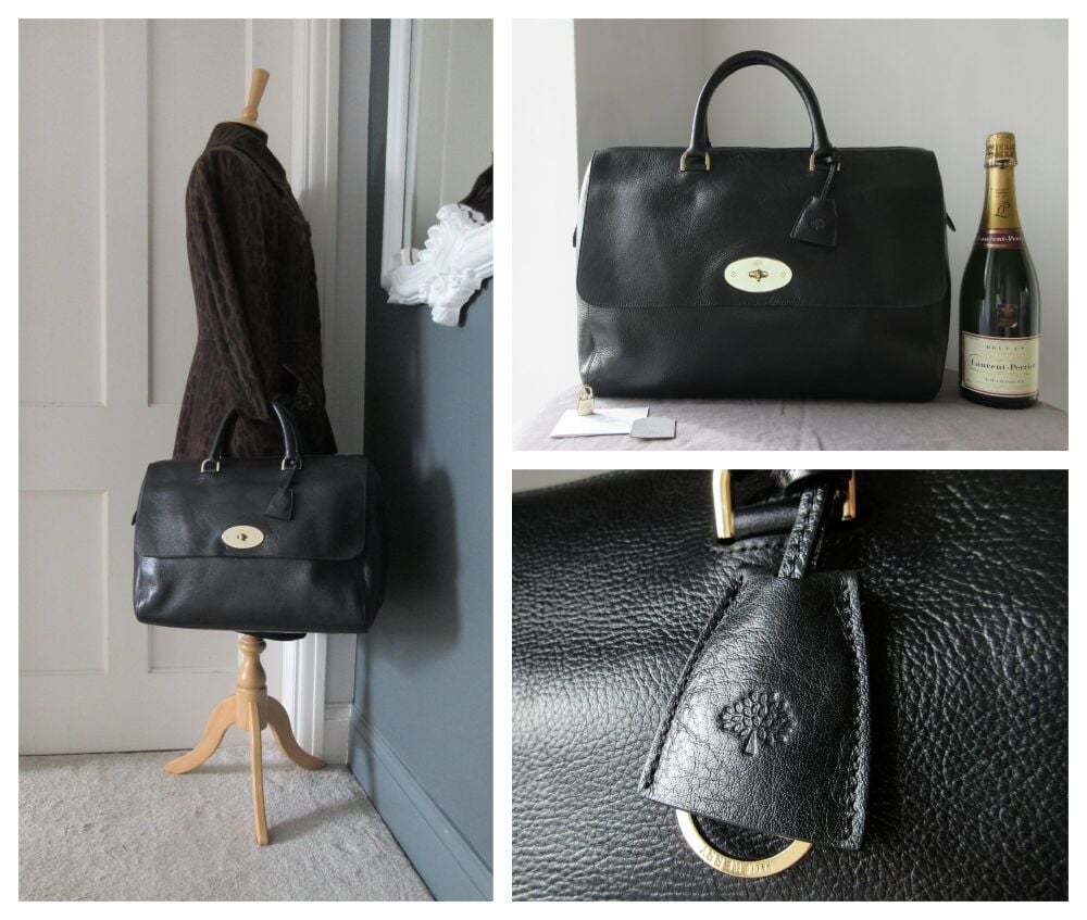 Mulberry Oversized Del Rey Holdall Travel Bag in Black Soft Spongy Leather
