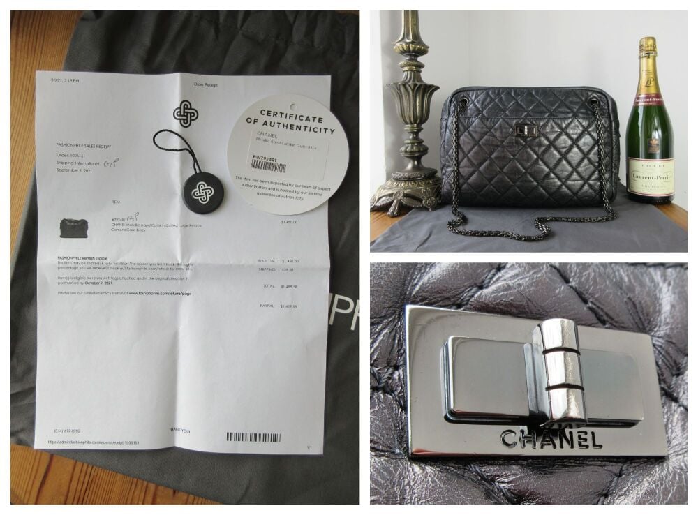Chanel Vintage Reissue Large Camera Case Shoulder Bag in Aged Metallic Black Calfskin