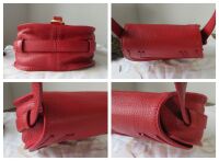 Chlo&Atilde;&copy; Mini Marcie Small Saddle Bag in Holly Berry Red Pebbled Calfskin