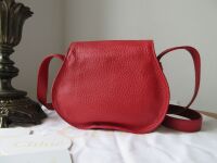 Chlo&Atilde;&copy; Mini Marcie Small Saddle Bag in Holly Berry Red Pebbled Calfskin