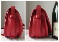 Chlo&Atilde;&copy; Mini Marcie Small Saddle Bag in Holly Berry Red Pebbled Calfskin