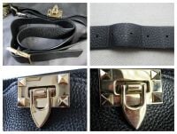 Valentino Garavani Rockstud Fliplock Crossbody Hobo in Black Pebbled Calfsk