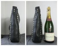 Valentino Garavani Rockstud Fliplock Crossbody Hobo in Black Pebbled Calfsk