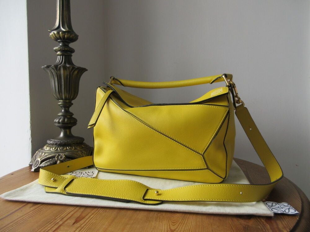 LOEWE Medium Classic Puzzle Bag in Lemon Yellow Calfskin