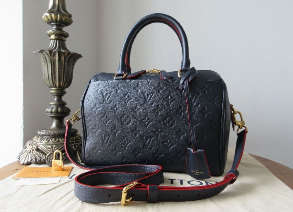 Louis Vuitton Speedy 25 Bandouli&egrave;re in Marine Rouge Empreinte