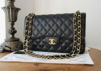 Chanel Timeless Classic 2.55 Large (Jumbo) Double Flap Bag in Black Caviar 