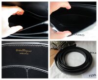 Salvatore Ferragamo Trifolio Shoulder Clutch in Black Box Calfskin - As New