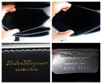 Salvatore Ferragamo Trifolio Shoulder Clutch in Black Box Calfskin - As New