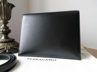 Salvatore Ferragamo Trifolio Shoulder Clutch in Black Box Calfskin - As New