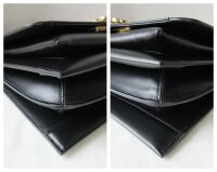 Salvatore Ferragamo Trifolio Shoulder Clutch in Black Box Calfskin - As New