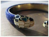 Bvlgari Serpenti Forever Open Cuff Bracelet Bangle in Royal Sapphire Blue G