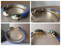 Bvlgari Serpenti Forever Open Cuff Bracelet Bangle in Royal Sapphire Blue G