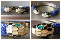 Bvlgari Serpenti Forever Open Cuff Bracelet Bangle in Royal Sapphire Blue G