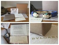 Bvlgari Serpenti Forever Open Cuff Bracelet Bangle in Royal Sapphire Blue G