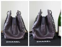 Chanel Medium Shoulder Tote in Purple Metallic Quilted Caviar with Rutheniu