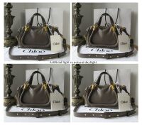 Chlo&Atilde;&copy; Small Paraty 24 in Flannel Grey Shiny Calfskin - New