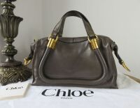 Chlo&Atilde;&copy; Small Paraty 24 in Flannel Grey Shiny Calfskin - New