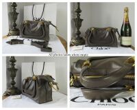 Chlo&Atilde;&copy; Small Paraty 24 in Flannel Grey Shiny Calfskin - New