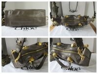 Chlo&Atilde;&copy; Small Paraty 24 in Flannel Grey Shiny Calfskin - New