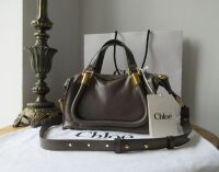Chlo&Atilde;&copy; Small Paraty 24 in Flannel Grey Shiny Calfskin - New