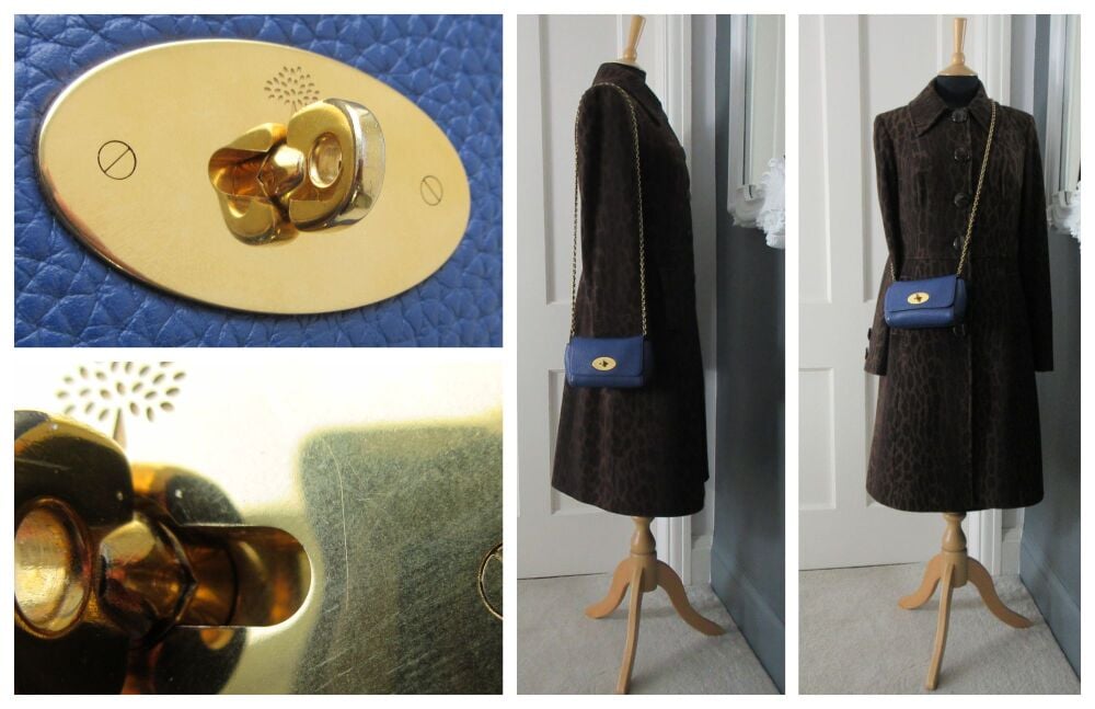 Mulberry Mini Lily in Indigo Blue Heavy Grain Leather with Golden Brass Hardware