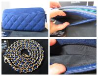Chanel VIP Bicolore Twin Zipped Pochette Clutch with Chain in Royal Blue Qu