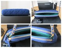 Chanel VIP Bicolore Twin Zipped Pochette Clutch with Chain in Royal Blue Qu
