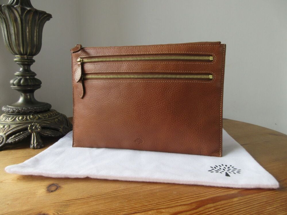 Mulberry Multi Zip Pouch in Oak Natural Vegetable Tanned Leather