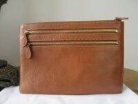 Mulberry Multi Zip Pouch in Oak Natural Vegetable Tanned Leather