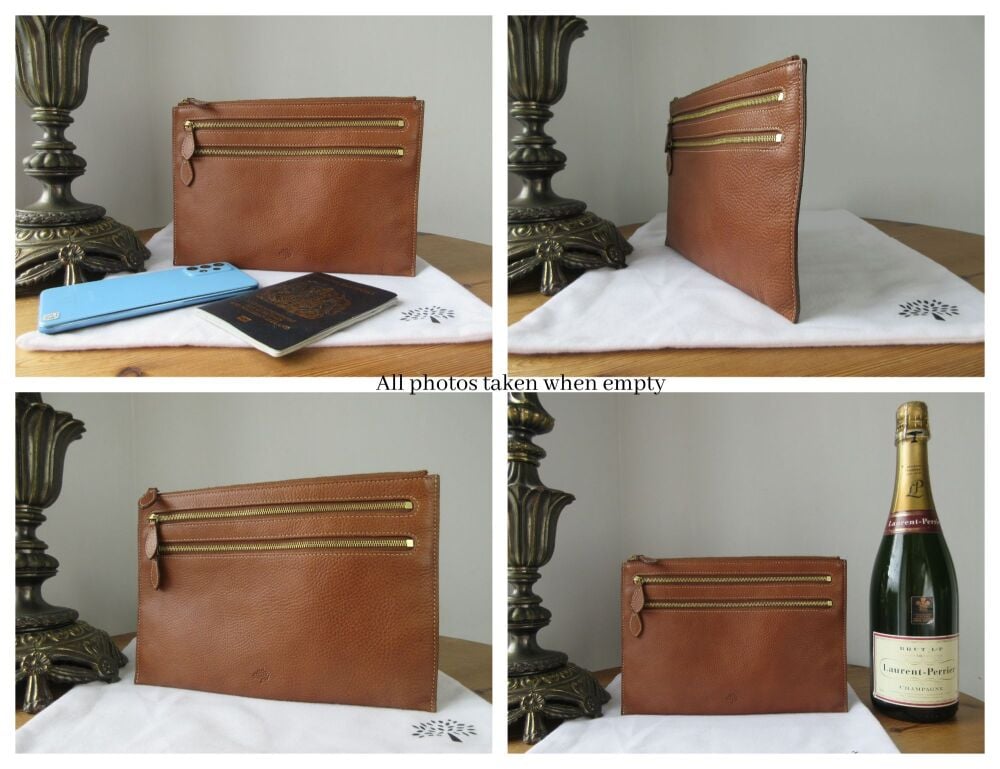 Mulberry Multi Zip Pouch in Oak Natural Vegetable Tanned Leather