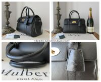 Mulberry Small Bayswater Satchel in Black Small Classic Grain