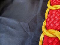 Chanel Silk Square Scarf Carre in Black with Red & Gold Shoulder Chain Prin