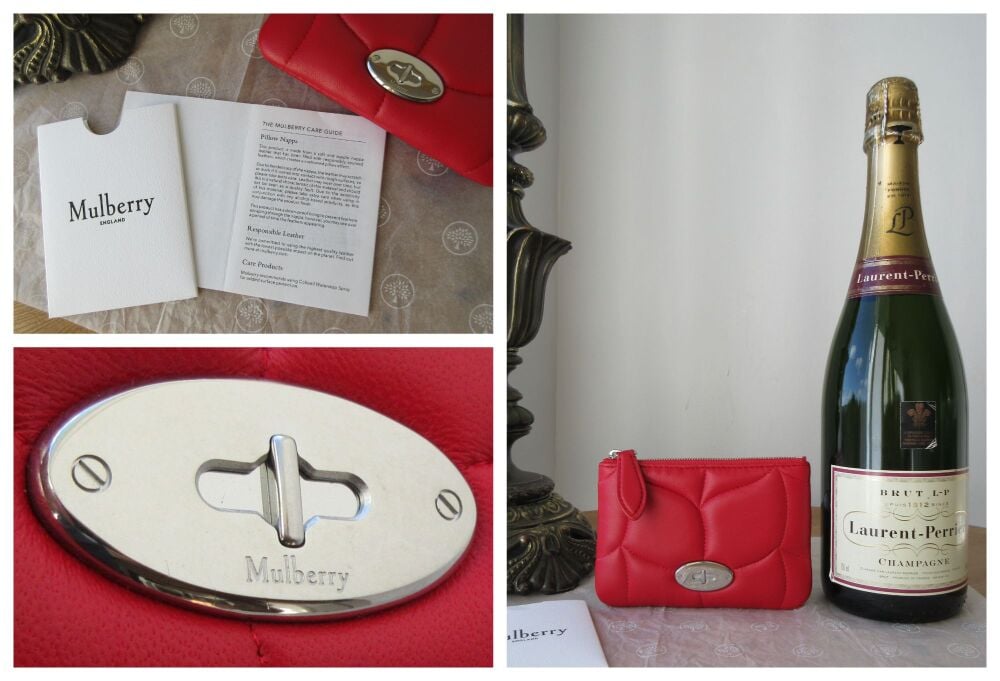 Mulberry Softie Small Zip Pouch Coin Purse in Lancaster Red Pillow Calf Nappa