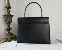 Salvatore Ferragamo Gancini Top Handle Shoulder Bag in Black Saffiano Calfs