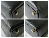 Salvatore Ferragamo Gancini Top Handle Shoulder Bag in Black Saffiano Calfs