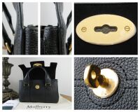 Mulberry Mini Heritage Bayswater Satchel in Black Small Classic Grain