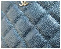 Chanel Mini O Case Zipped Pouch in Pearly Petroleum Blue Soft Quilted Cavia