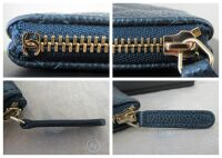 Chanel Mini O Case Zipped Pouch in Pearly Petroleum Blue Soft Quilted Cavia