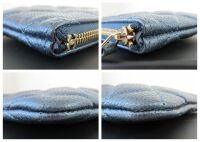 Chanel Mini O Case Zipped Pouch in Pearly Petroleum Blue Soft Quilted Cavia