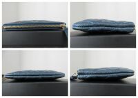 Chanel Mini O Case Zipped Pouch in Pearly Petroleum Blue Soft Quilted Cavia