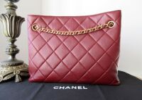 Chanel Shopping Tote in Dark Burgundy with Gold Hardware