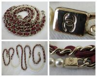 Chanel Pearl Embellished Twin Zipped Pochette Clutch with Chain in Dark Red