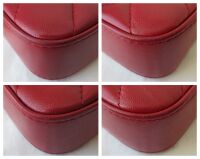 Chanel Pearl Embellished Twin Zipped Pochette Clutch with Chain in Dark Red